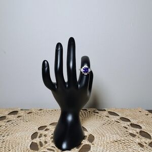Source Unknown Silver Ring with Purple Gemstone